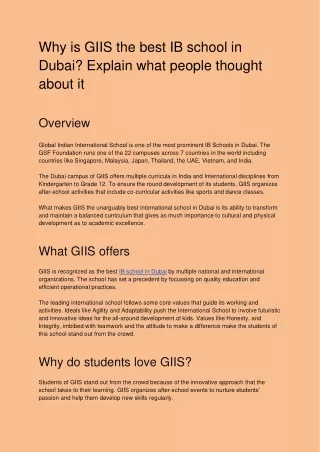 Why is GIIS the best IB school in Dubai? Explain what people thought about it
