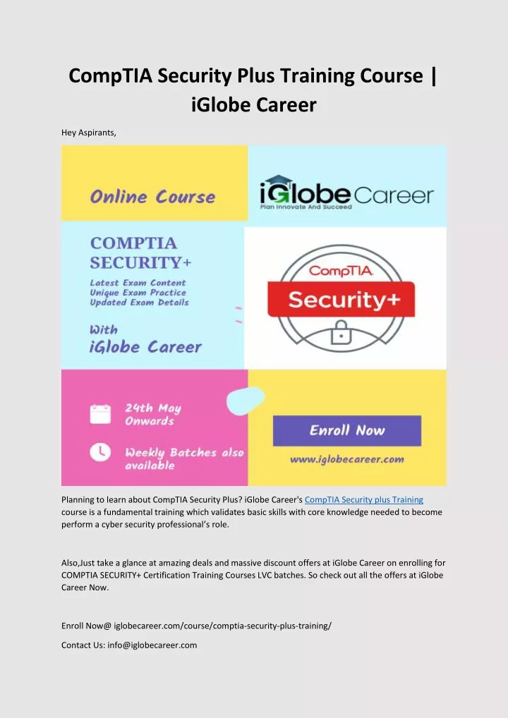 comptia security plus training course iglobe