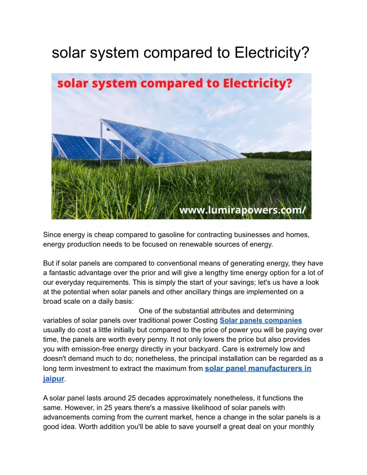 PPT - solar system compared to Electricity PowerPoint Presentation ...