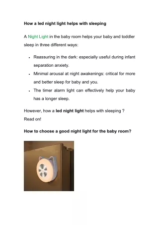 How a led night light helps with sleeping