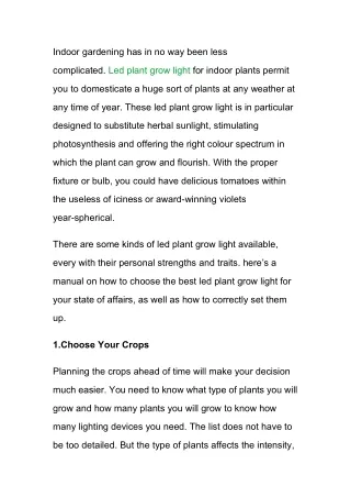 How to Choose the Best Led Plant Grow Light for Indoor Plants