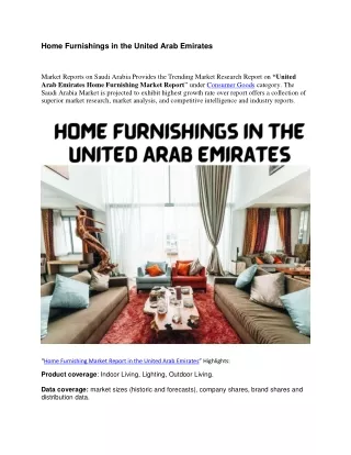 Home Furnishings in the United Arab Emirates
