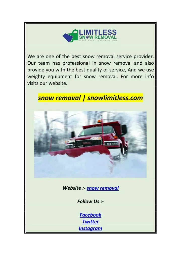 we are one of the best snow removal service