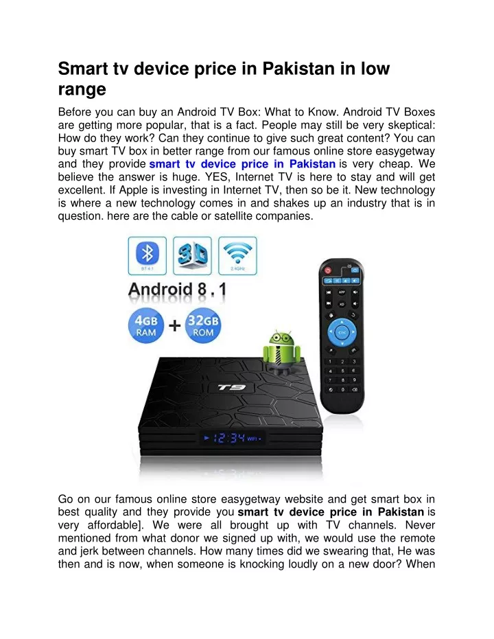 smart tv device price in pakistan in low range