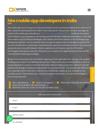 Hire Mobile App Programmers in India | DxMinds