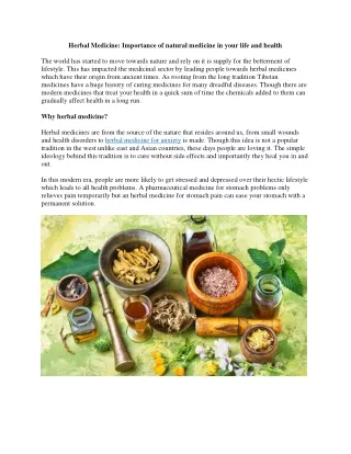 Herbal Medicine Importance of natural medicine in your life and health