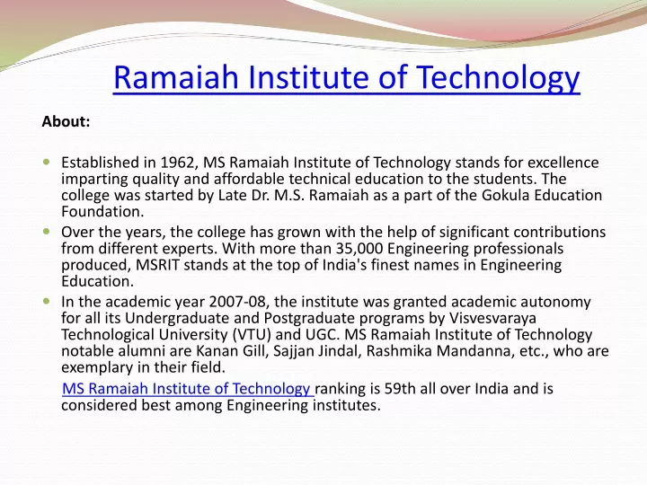 ramaiah institute of technology