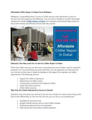 Affordable Chiller Repair In Dubai From WeRepair-converted