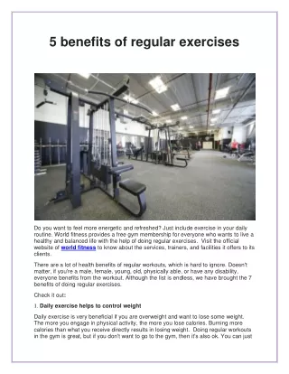 5 benefits of regular exercises
