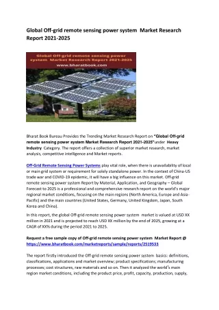 global off grid remote sensing power system