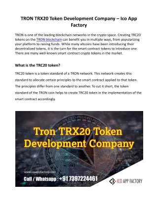tron trx20 token development company