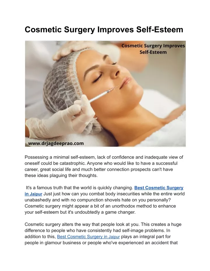 cosmetic surgery improves self esteem