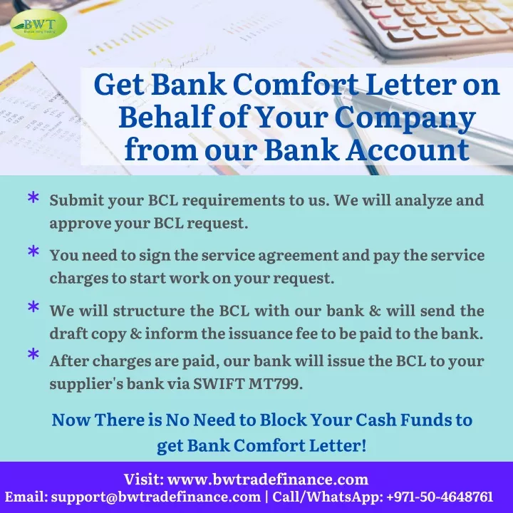 get bank comfort letter on behalf of your company