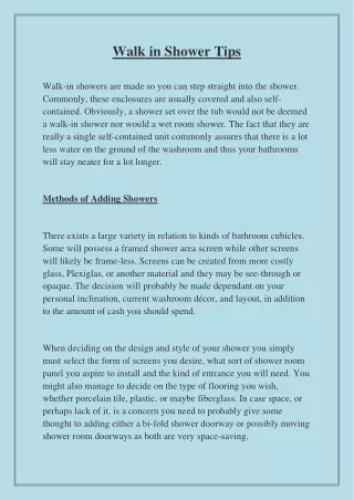 walk in shower tips