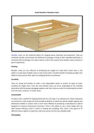 Useful Benefits of Wooden Crates
