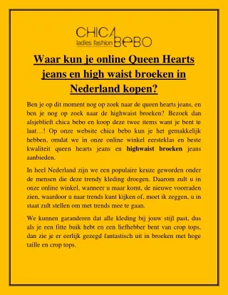 Top Online Store Queen Hearts Jeans En High Waist Broeken In Nederland