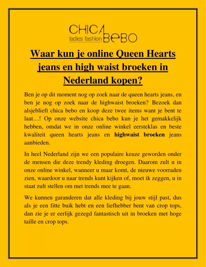 waar kun je online queen hearts jeans en high