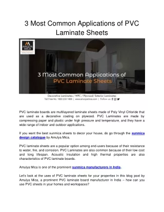 3 most common applications of pvc laminate sheets