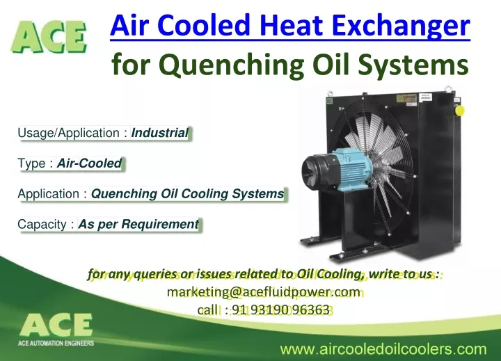 air cooled heat exchanger for quenching