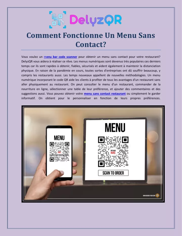 comment fonctionne un menu sans contact