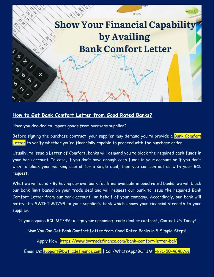 how to get bank comfort letter from good rated