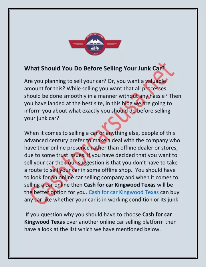 what should you do before selling your junk