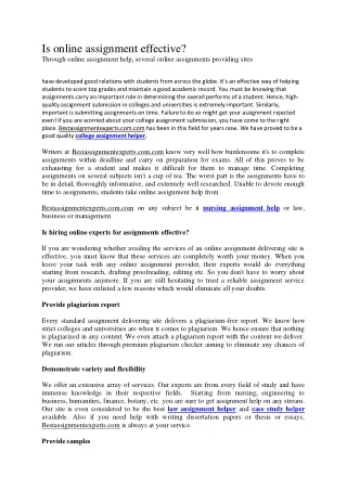 is online assignment effective through online