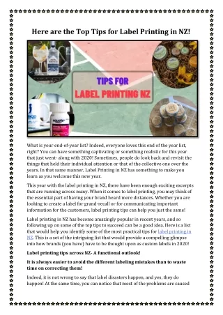 here are the top tips for label printing in nz