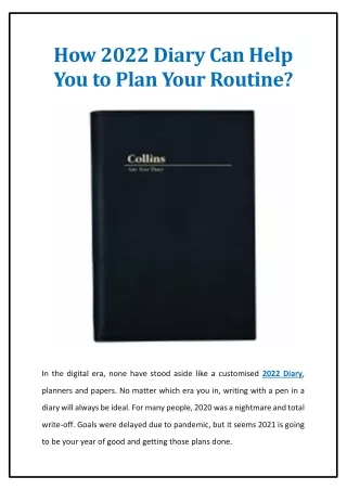 how 2022 diary can help you to plan your routine