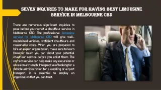 Seven inquires to make for having best limousine service in Melbourne CBD