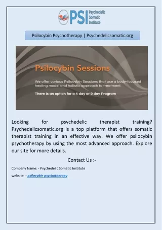 psilocybin psychotherapy psychedelicsomatic org