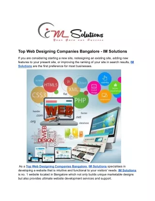 Top Web Designing Companies Bangalore - IM Solutions
