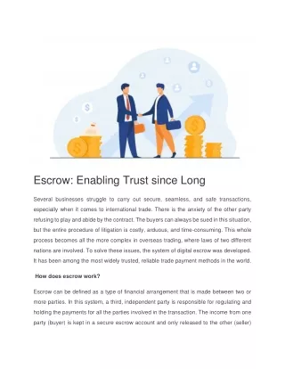 escrow enabling trust since long several