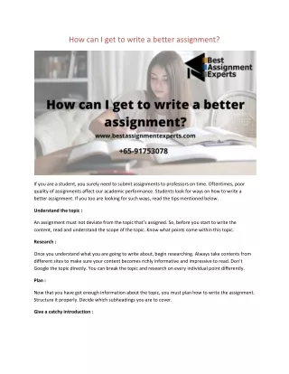 How can I get to write a better assignment-converted