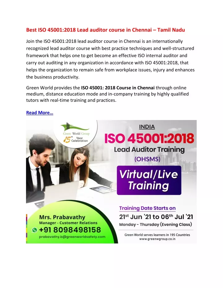 best iso 45001 2018 lead auditor course