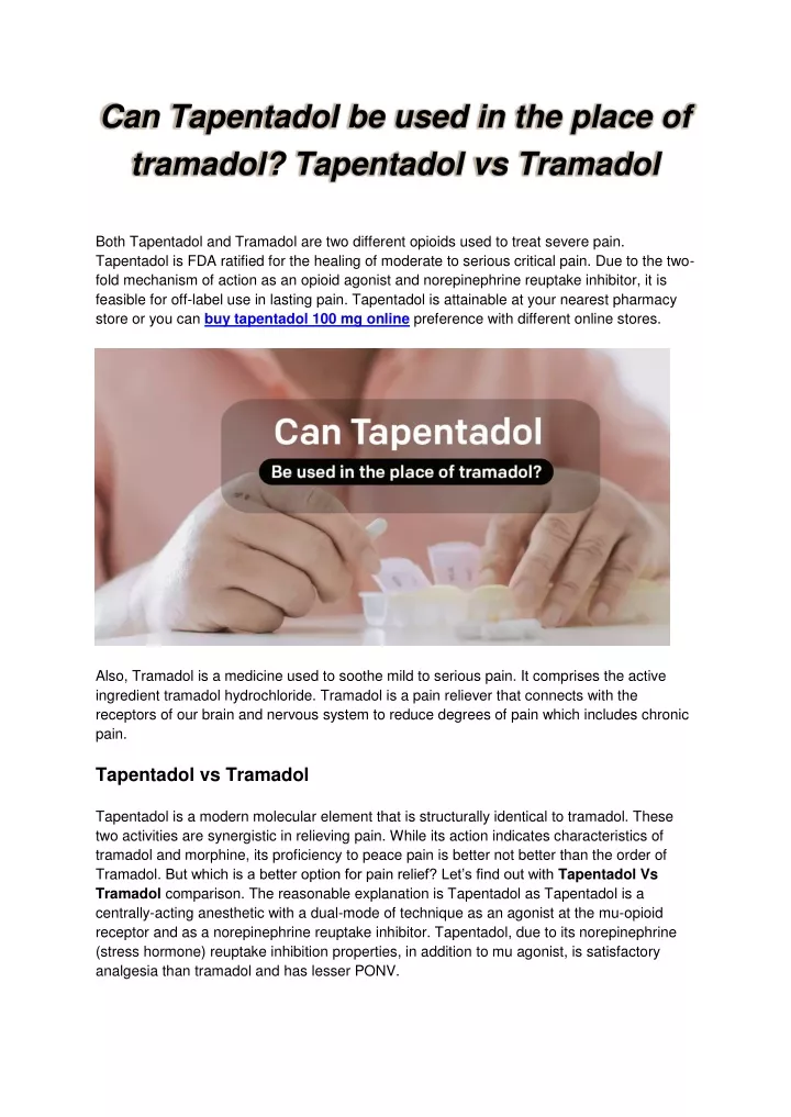 can tapentadol be used in the place of tramadol