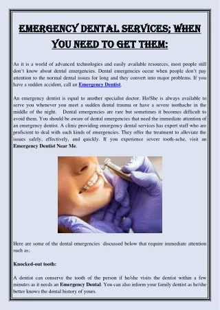 emergency dental services when emergency dental