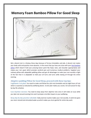 memory foam bamboo pillow for good sleep