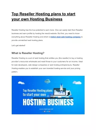 top reseller hosting plans to start your