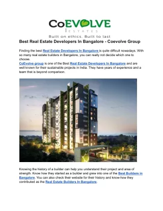 best real estate developers in bangalore coevolve