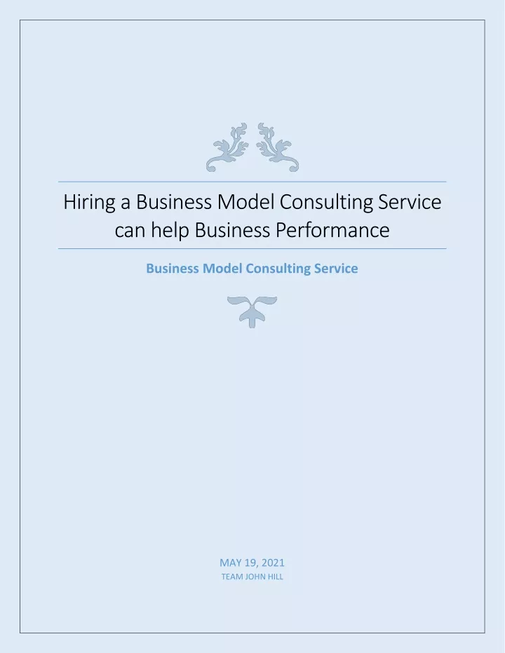 hiring a business model consulting service