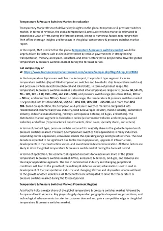temperature pressure switches market introduction