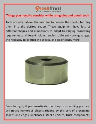 Things you need to consider while using dies and punch tools