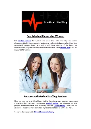 best medical careers for women