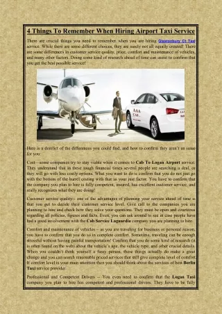 4 things to remember when hiring airport taxi