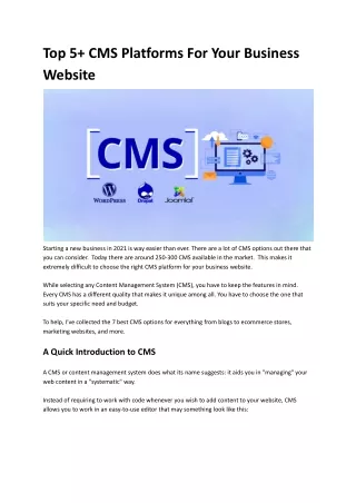 top 5 cms platforms for your business website