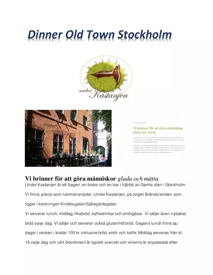 dinner old town stockholm