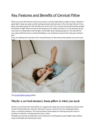 key features and benefits of cervical pillow when