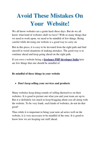 Avoid These Mistakes On Your  Website!