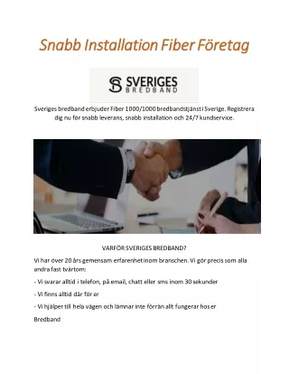snabb installation fiber f retag snabb